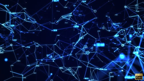 Futuristic Digital Network with Flowing Data Connections