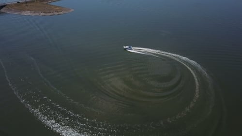 Luxury Motor Yacht Boat Moving on a River