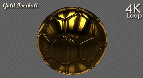 Golden Soccer Ball Rotation 3D Animation