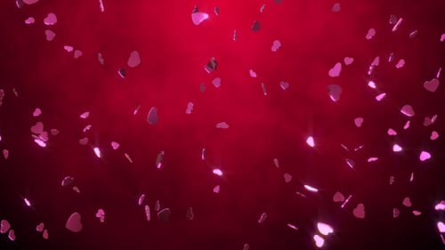 Romantic Falling Pink Hearts Animation Background