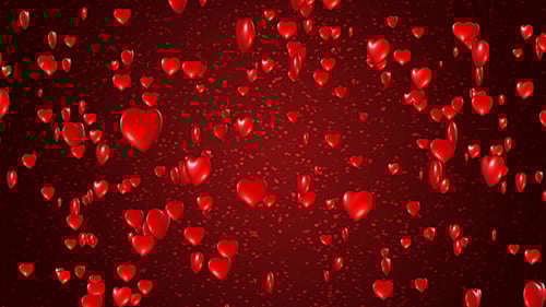 Animated Glossy Red Hearts Particle Background