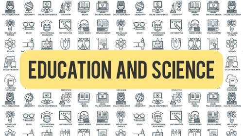 Animated Line Art Icons for Education and Science Presentations