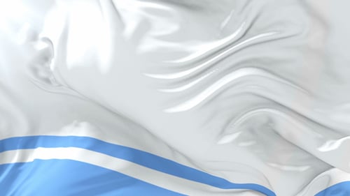Realistic Fabric Waving Flag with White and Blue Stripes