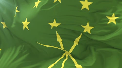 Realistic Adygea National Flag Waving with Wind Animation