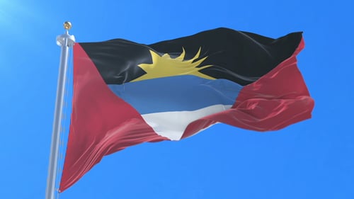 Realistic Antigua and Barbuda National Flag Waving Animation