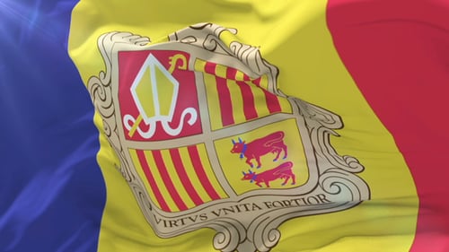 Drapeau de l'Andorre agitant au vent