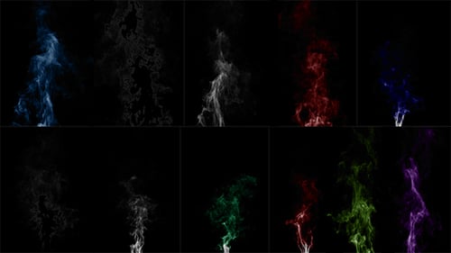 Colorful Plumes Rising on Black and White Backgrounds