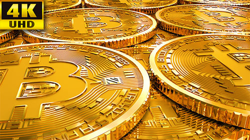Shiny Bitcoin Coins Digital Currency Loop Background
