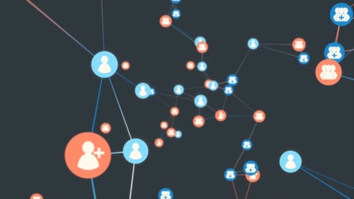 Animated Social Network Connections Flowing Through Digital Space