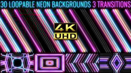 Dynamic Neon Light Patterns Loop Background Pack