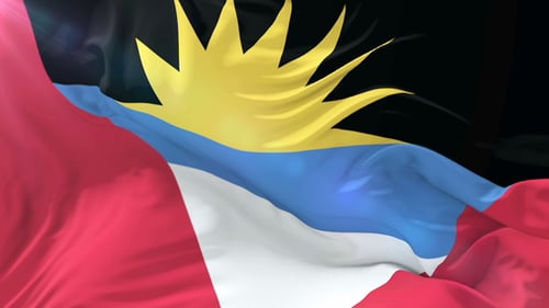 Realistic Waving Flag of Antigua and Barbuda