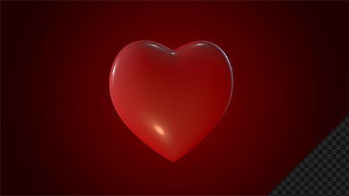 Red Glossy 3D Heart Rotating Animation