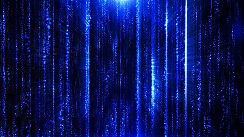 Glowing Blue Particles and Light Beams Abstract Background