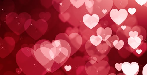 Romantic Red Hearts Bokeh Particle Background Loop