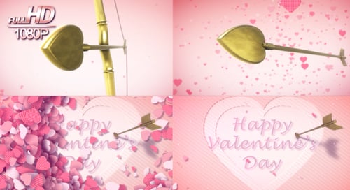 Love Arrow Hits Heart on Valentine's Day Animation