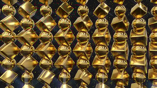 Dynamic Golden Geometric Cubes and Spheres Looping Background