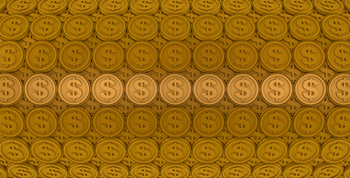 Seamless Loop of Golden Dollar Coins Pattern Background
