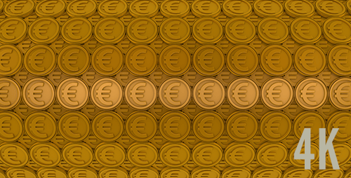 Abstract Looping Animation of Golden Euro Coins