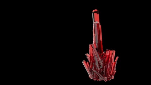 Rotating Red Geometric Crystal Cluster 3D Animation