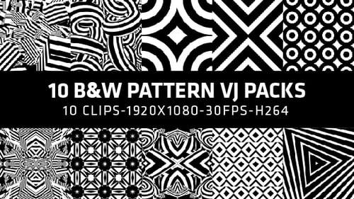 Animated Black and White Abstract Geometric Pattern VJ Loops Pack