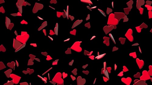 Animated Red Hearts Falling Overlay Background