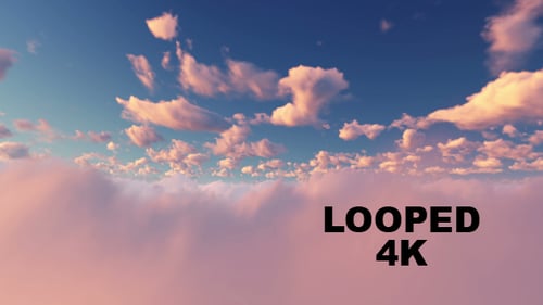 Smooth Flight Through Pink Clouds Ethereal Sky Background