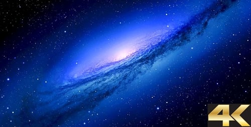 Rotating Blue Spiral Galaxy in Deep Space