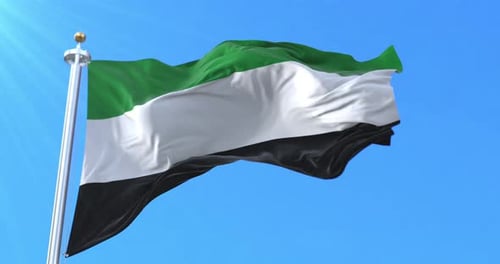 Realistic Waving Green White Black Striped Flag