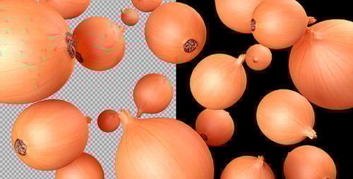 Organic Onions Floating Seamlessly with Alpha Channel