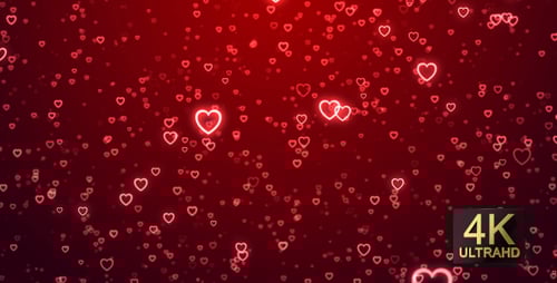 Floating Glowing Hearts Seamless Loop Background