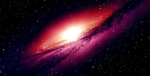 Vibrant Animated Galaxy with Glowing Red and Purple Colors