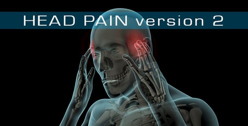3D Human Head Anatomy with Pulsating Headache Pain