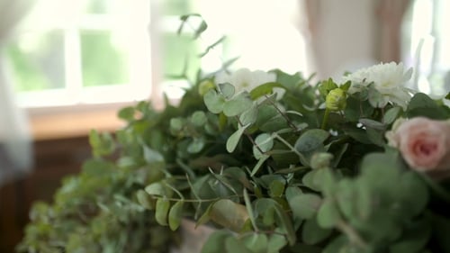 Fresh White and Green Wedding Floral Arrangement