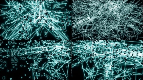 Futuristic Digital Network Connection with Glowing Cubes Animation