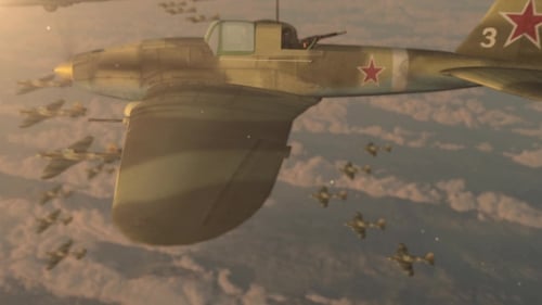 World War II Fighter Planes Flying in Formation