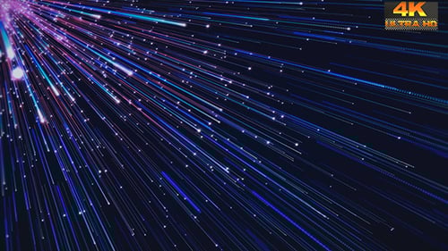 Abstract Blue Light Streaks and Particles Motion Background