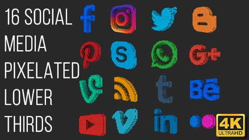 Animated 3D Pixel Social Media Lower Thirds Pack