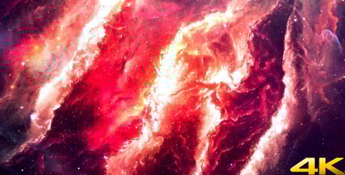 Vibrant Red Cosmic Nebula with Stars Abstract Motion Background