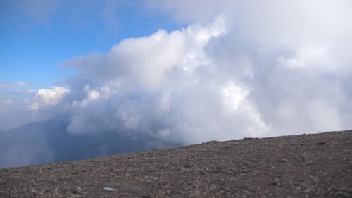 Beautiful Mountain Landscape with Big Cloudy Sky. Amazing Scenic View From the Top of the Hill