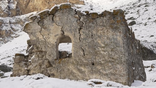 Ancient Stone Ruins in the Mountains in Winter