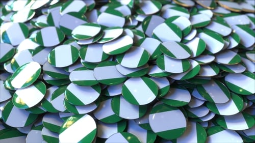 Piled Glossy Nigerian Flag Buttons Animated Background