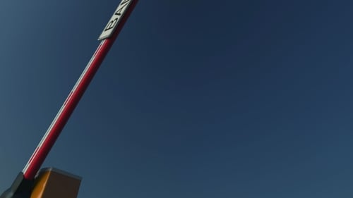 Closing Barrier Gate with BAN Sign