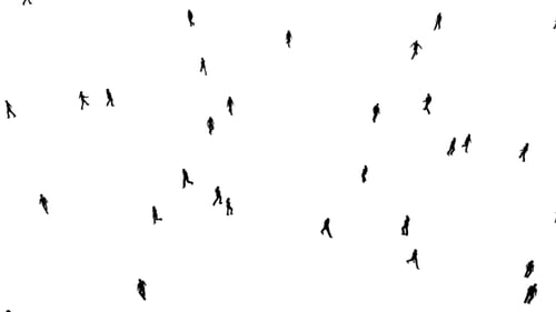 Animated Black and White Walking Crowd Overlay