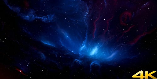 Ethereal Blue and Red Nebula in Cosmic Starfield Animation