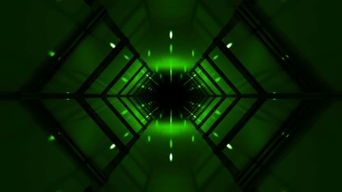 Futuristic Green Tunnel Digital Journey Loop