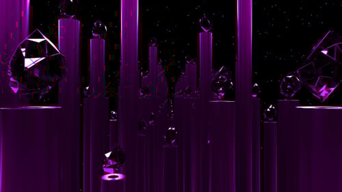 Abstract Purple Geometric Cylinders and Crystals Loop Background