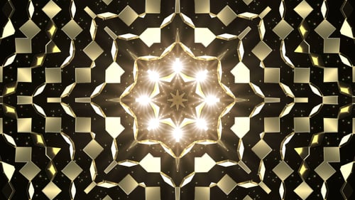 Golden Shimmering Geometric Kaleidoscope Loop Background