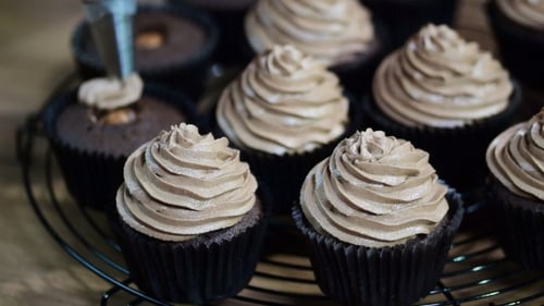 Chocolate Cupcakes Decorated with Chocolate Icing