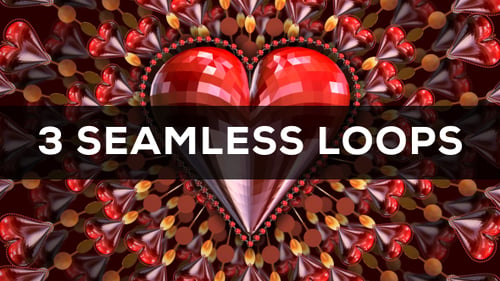 Glamour Red Hearts Decorative Kaleidoscope Loop Background