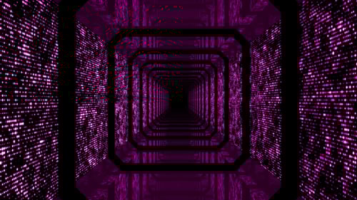 Futuristic Digital Tunnel with Glowing Pink Particles Loop